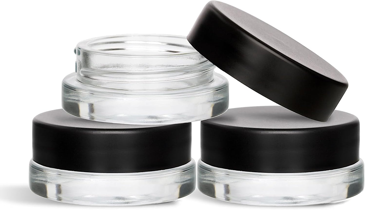 7ml Low Profile Thick Glass Jars with Black Lids